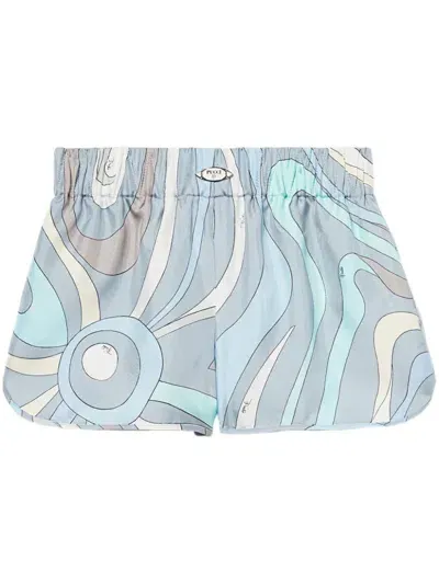 Pucci Marmo-print Shorts In Blue