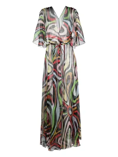 Pucci Marble Print Beach Dress In Grey