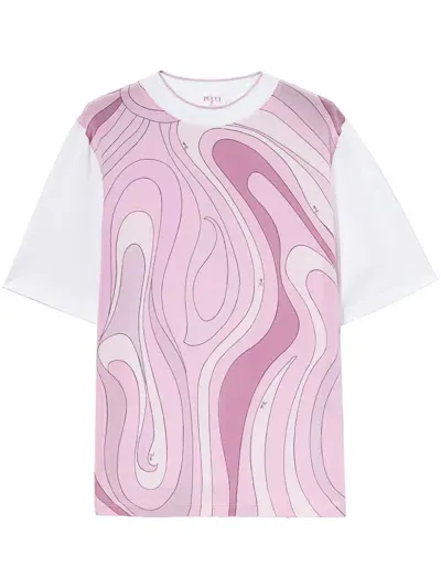 Pucci Marmo-print T-shirt In Pink