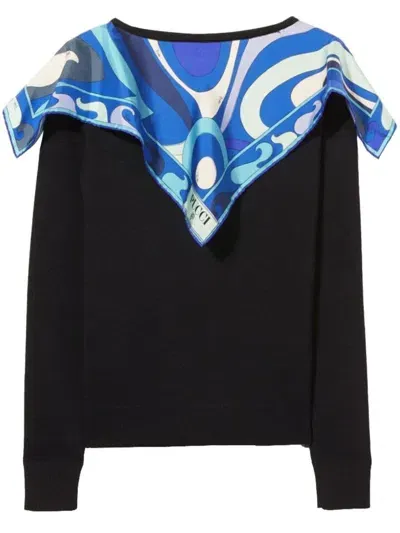 Pucci Marmo-print Wool Jumper In Blau