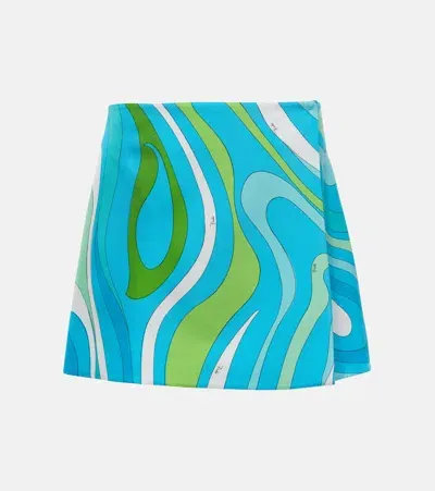 Pucci Marmo Printed Silk Miniskirt In Multicoloured