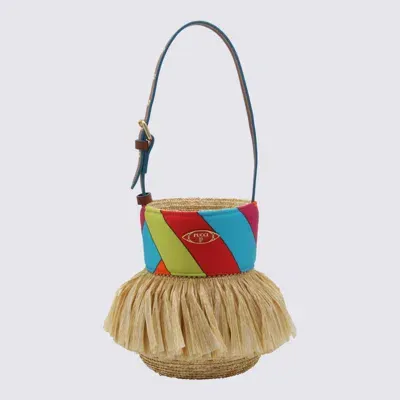 Pucci Nella Straw Bucket Bag In Multicolor