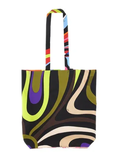 Pucci Multicolor Silk Tote Bag In Multicolour