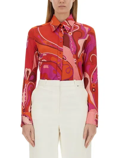 Pucci Orchid Print Shirt In Multicolour