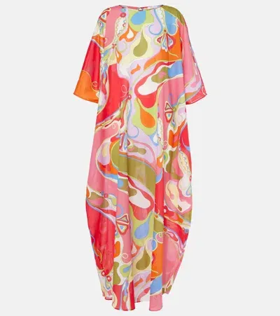 Pucci Orchidee Cotton Muslin Kaftan In Multi