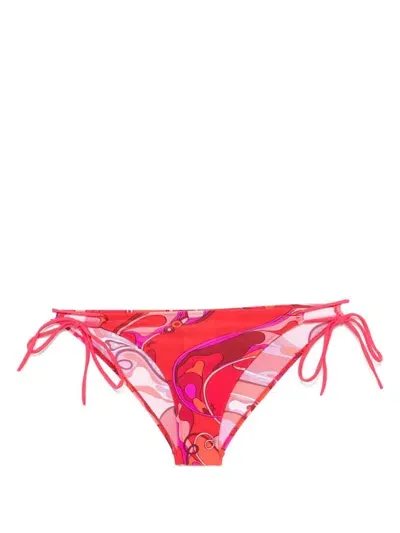 Pucci Orchidee-print Bikini Bottoms In Red