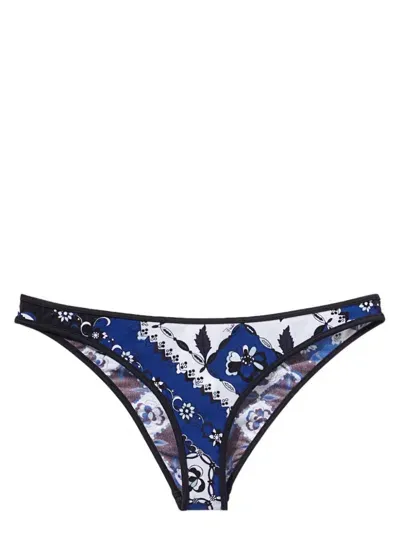 Pucci Orchidee-print Bikini Briefs In Blue