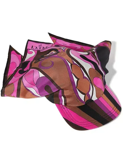 Pucci Orchidee-print Silk-twill Cap In Pink