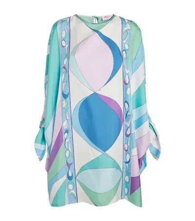 Pucci Pesci Print Kaftan Mini Dress In Blue