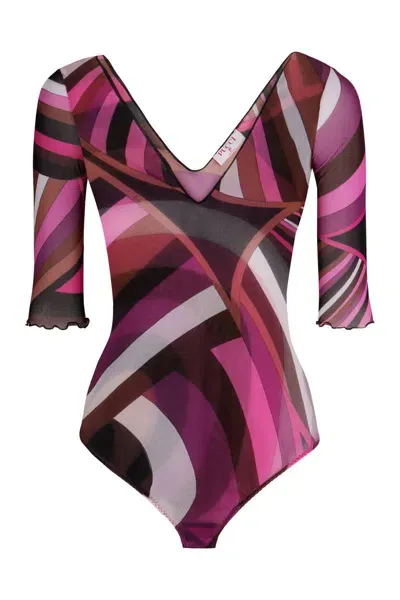 Pucci Printed Bodysuit In Purple