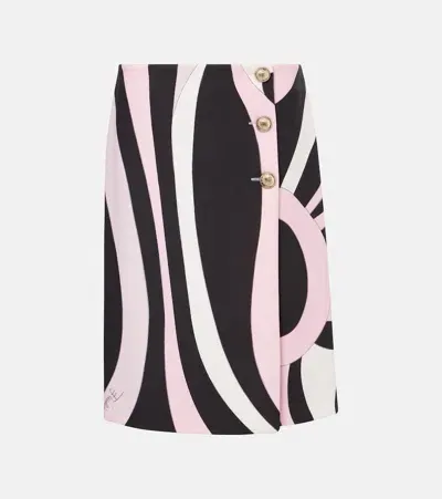 Pucci Printed Cady Midi Skirt In Black