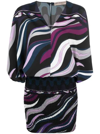 Pucci Printed Mini Dress In Black