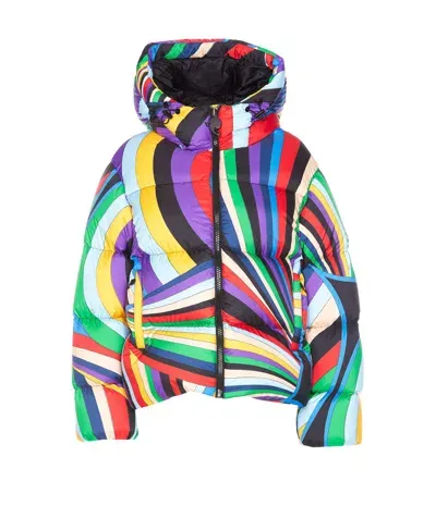 Pucci Printed Nylon Down Jacket In Purple