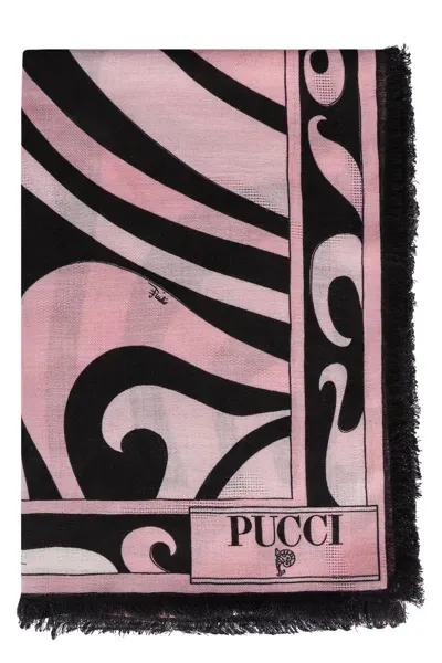 Pucci Printed Silk Scarf In Pink