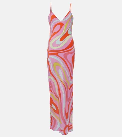 Pucci Printed Silk Slip Dress In Pink