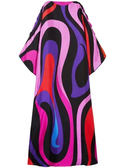 Pucci Marmo-print Silk Dress In Violet