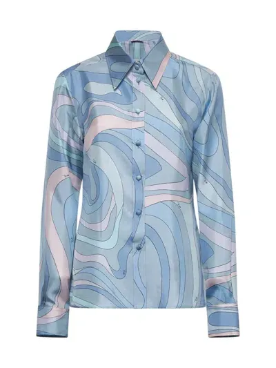 Pucci Shirts In Sky Blue,pink