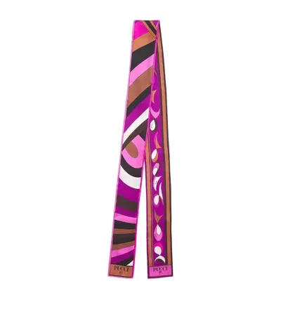 Pucci Silk Iride And Pesci Print Scarf In Pink