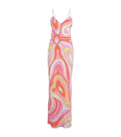 Pucci Silk Printed Maxi Dress In Pink