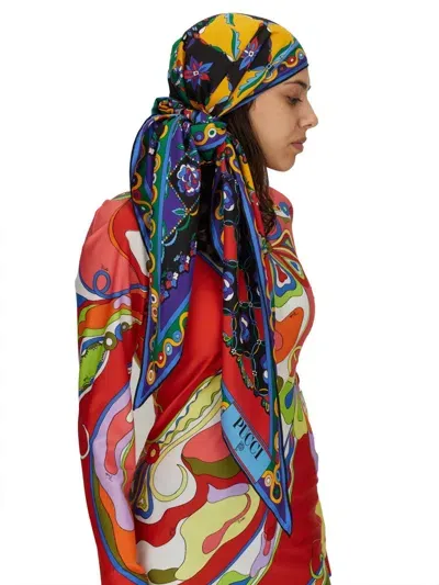 Pucci Silk Scarf With Festive Print In Multicolour