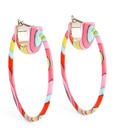 Pucci Small Iride Print Hoop Earrings In Multi