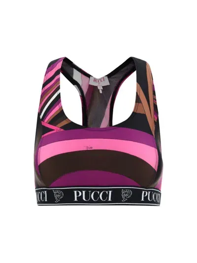 Pucci Underwear Top In Fuxia/marrone