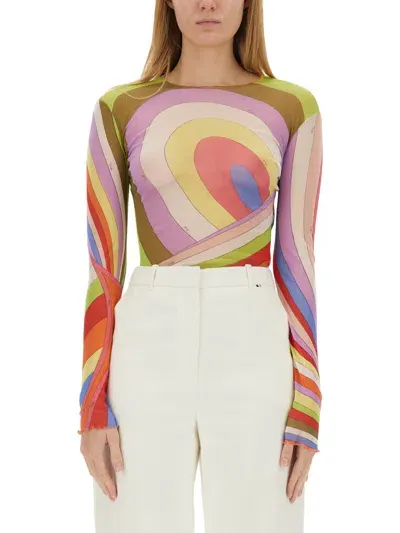 Pucci Tulle T-shirt In Multicolour