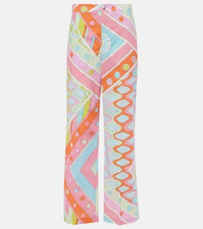 Pucci Vivara Printed Cotton Wide-leg Pants In Multicoloured