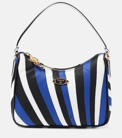 Pucci Yummy Iride Canvas Shoulder Bag In Blue