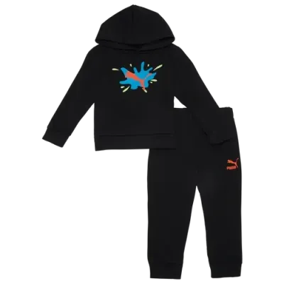 Puma Boys   Splash Logo Hoodie Set In Blue/black