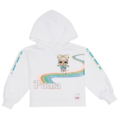 Puma Girls   Lol Dawn Fleece Hoodie In White/multi