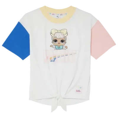 Puma Girls   Lol Dawn Tie Knot T-shirt In White/multi