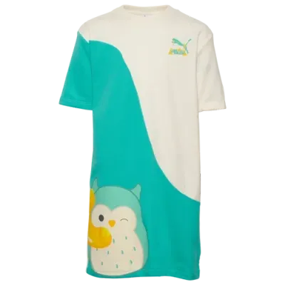 Puma Girls   X Squishmallow French Terry Colorblocked Dress In Teal/white