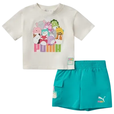 Puma Girls   X Squishmallows 2pc T-shirt/short Set In White/teal