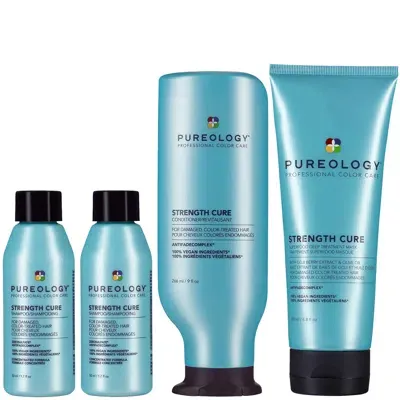 Pureology Strength Cure 2x Mini Shampoo 50ml, Conditioner 266ml & Superfood Deep Treatment Mask 200ml Bundle ( In White