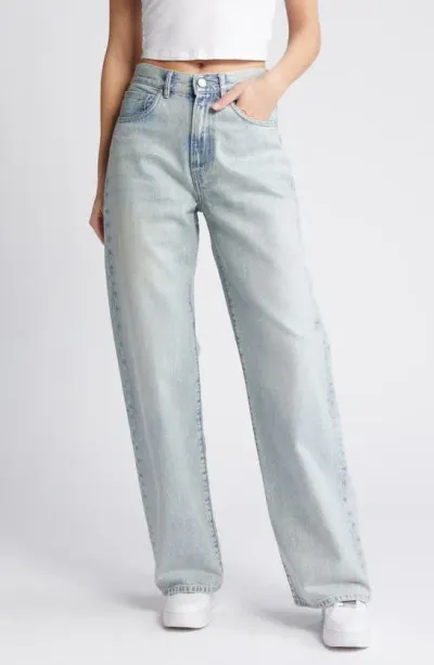 Purple Brand Coated Wide Leg Jeans In Light Indigo