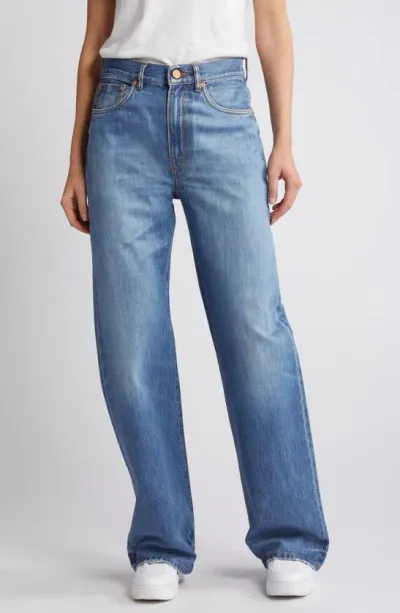 Purple Brand Coated Wide Leg Jeans In Mid Indigo