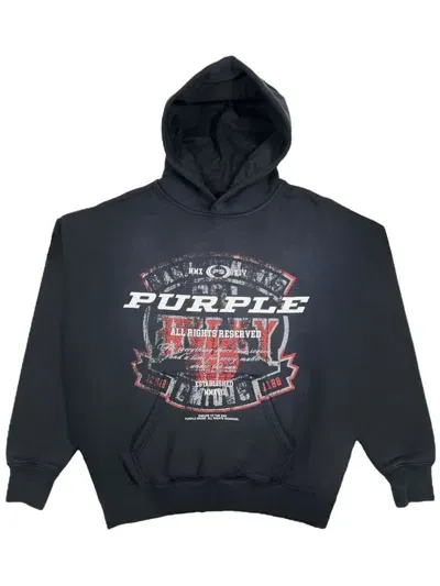 Purple Brand Graphic-print Cotton Hoodie In Black