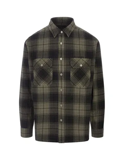 Purple Brand Green Plaid Flannel Shirt With Logo And Monogram In Green Fabric