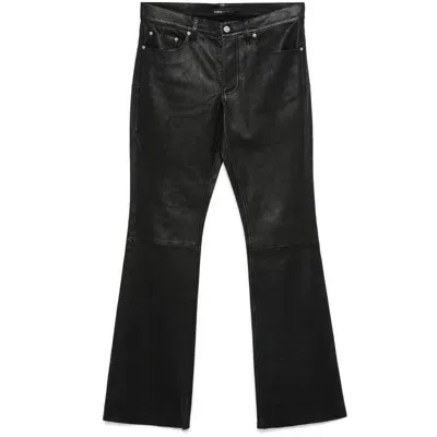 Purple Brand Straight-leg Leather Trousers In Black