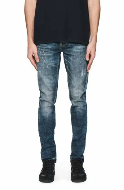 Purple Brand Skinny Perforated Jeans In Dark Indigo