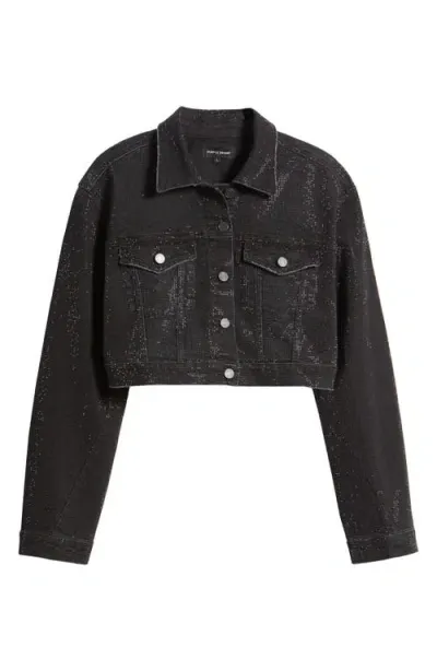 Purple Brand Twisted Crop Denim Jacket In Black