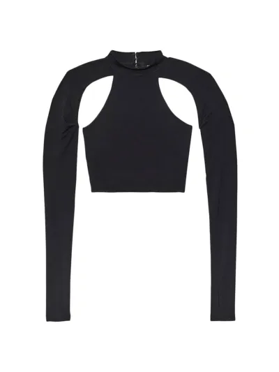 Purple Brand Women's Cut-out Jersey Crop Top In Black