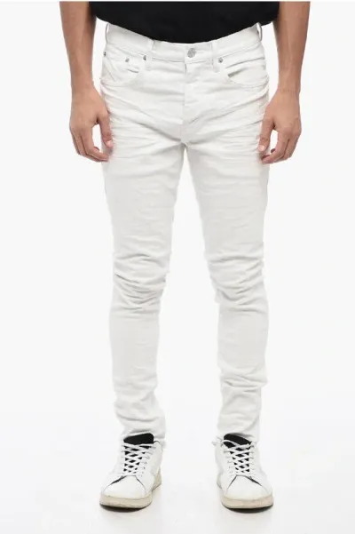 Purple Distressed Skinny Fit Denims 14,5cm In White