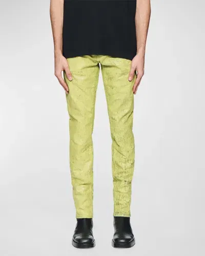 Purple Men's Skinny Paint Job Jeans In Green