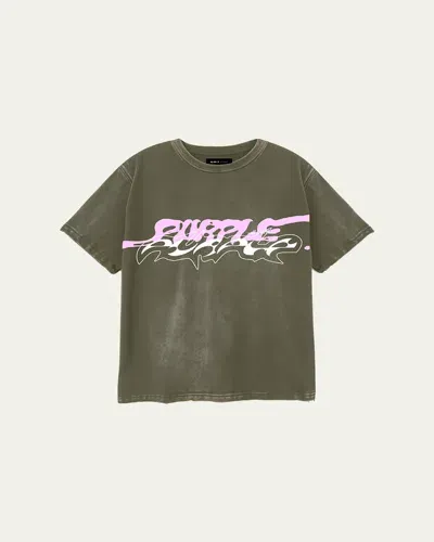 Purple Men's Textured Inside-out T-shirt In Green