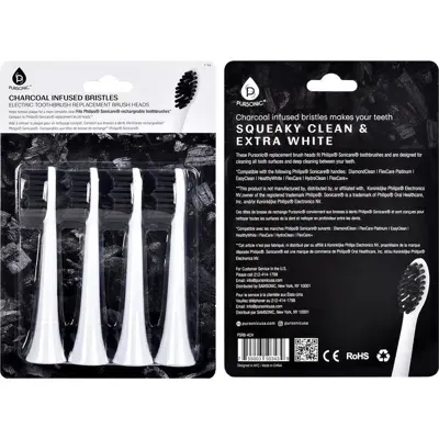 Pursonic Charcoal Infused Bristles Electric Toothbrush Replacement Brush Heads In White