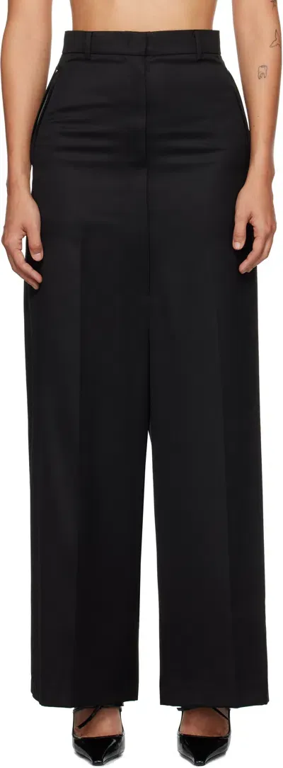 Pushbutton Black Side Folded Wide Trousers