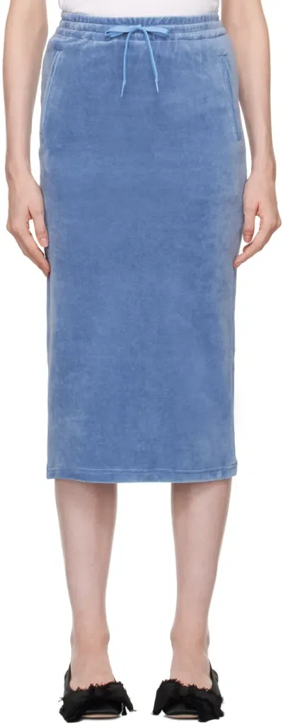 Pushbutton Blue H-line Midi Skirt