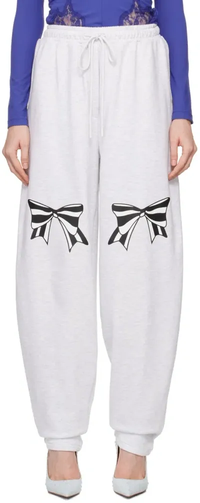 Pushbutton Gray Ribbon Printed Sweatpants In Grey